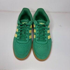 Adidas Green Sneakers with Yellow Stripes